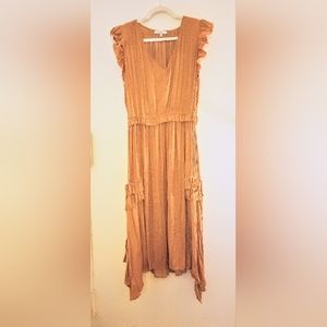 Current Air Orange boho Anthropology style dress